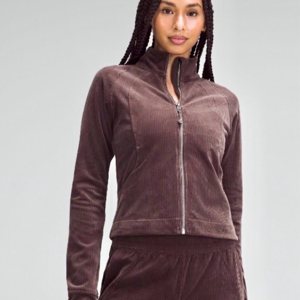 NWT Lululemon Special Edition Scuba Track Jacket Velvet Cord Brown Size 4